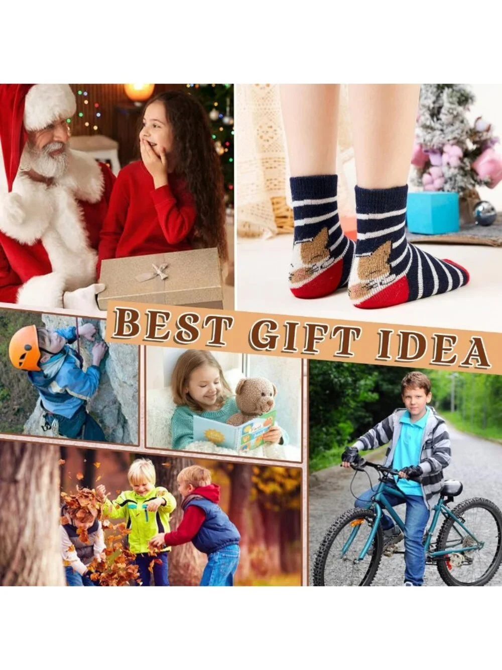 Cozy Merino Wool Kids Socks - Thick Thermal Hiking Crew Socks for Winter, 6